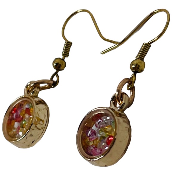 Mini round shaker rhinestone charm earrings NEW - Picture 2 of 13